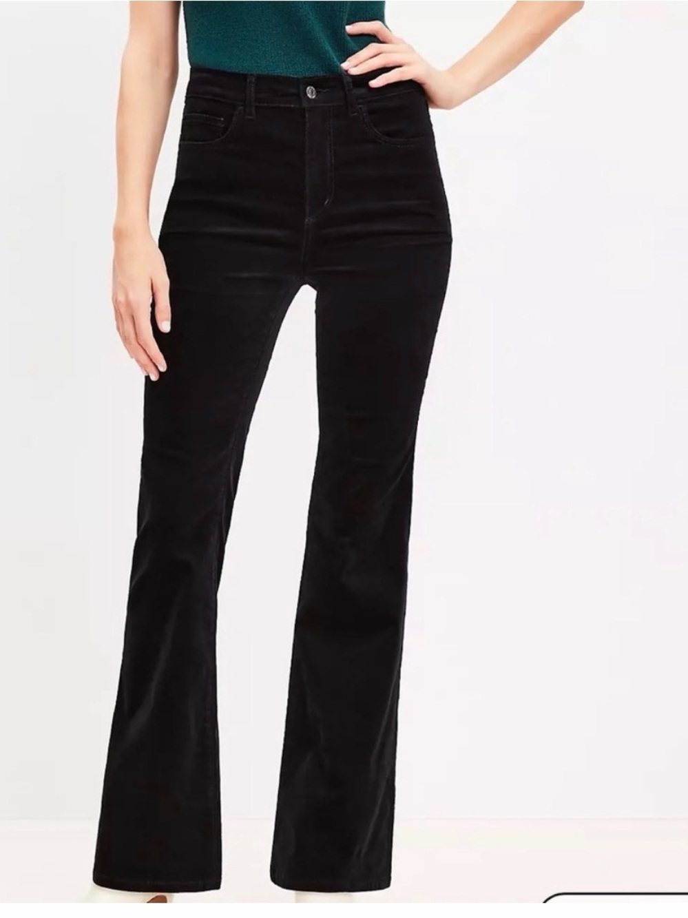 Women's High-Rise Black Velvet Flare Jeans